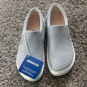 Birkenstock Light Gray Textured Slip-Ons